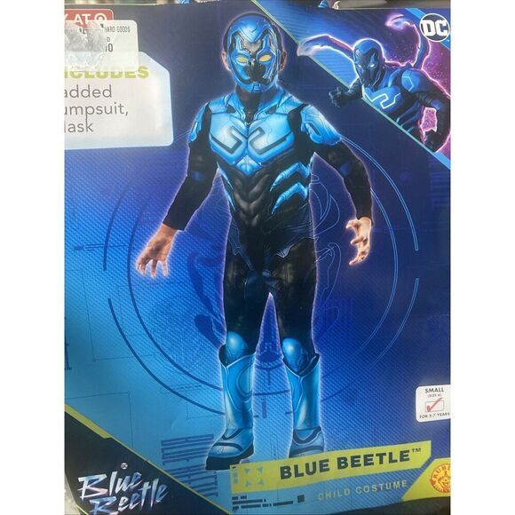 Kids' DC Comics Blue Beetle Halloween Costume Jumpsuit with Mask Small 6 - Picture 5 of 5